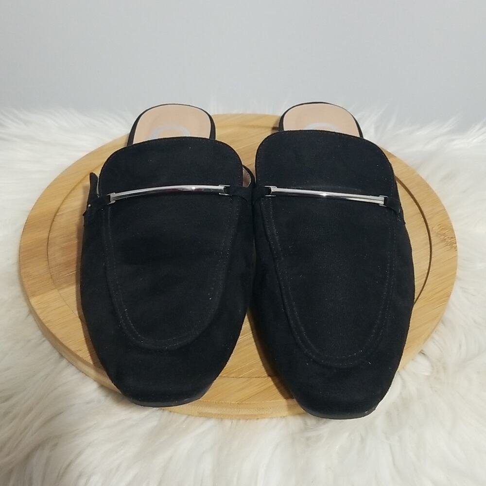 Journee Collection Ameena Black Vegan Leather Mule Flats NWT Women's Size 7